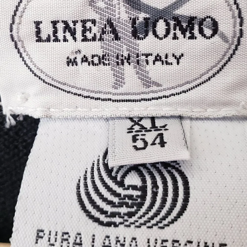 Linea Uomo Mens Wool Vest Size XL Black V-neck Golf Dark Academia Made Italy
